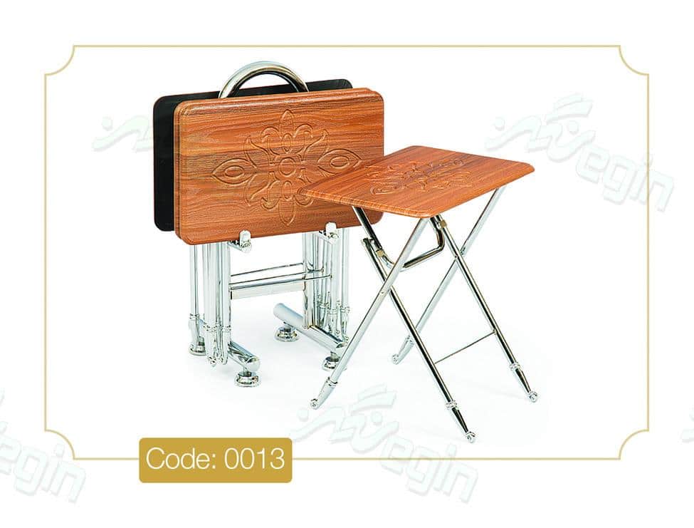 میز عسلی چمدانی تاشو مدل 0013 صفحه وکیوم پایه استیل