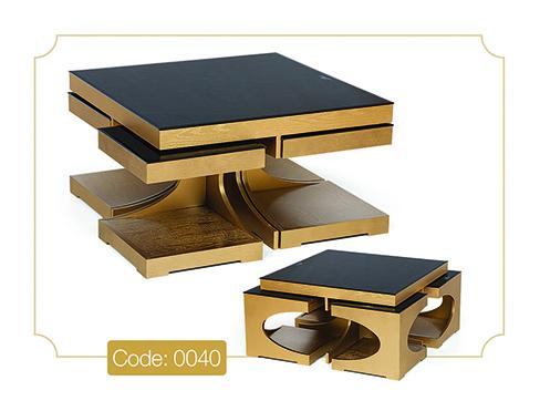 جلو مبلی و عسلی رویا طلایی مدل 0040 ام دی اف صفحه شیشه ای