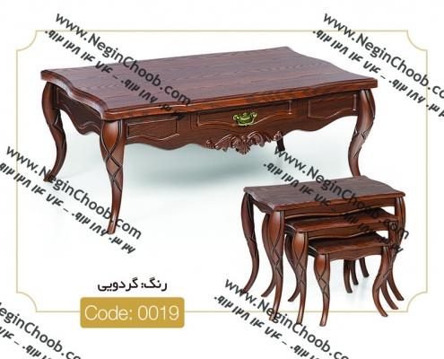 میز جلو مبلی و عسلی کلاسیک مستطیلی کلاسیک ارزان قیمت نگین چوب