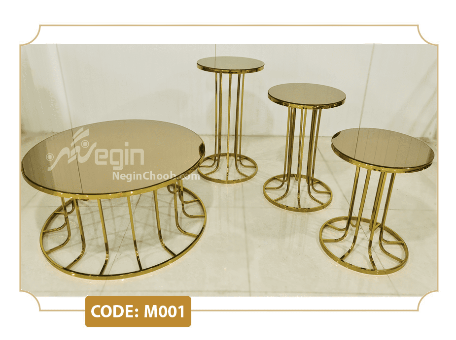 میز جلومبلی پایه فلزی ستونی طلایی فورتیک