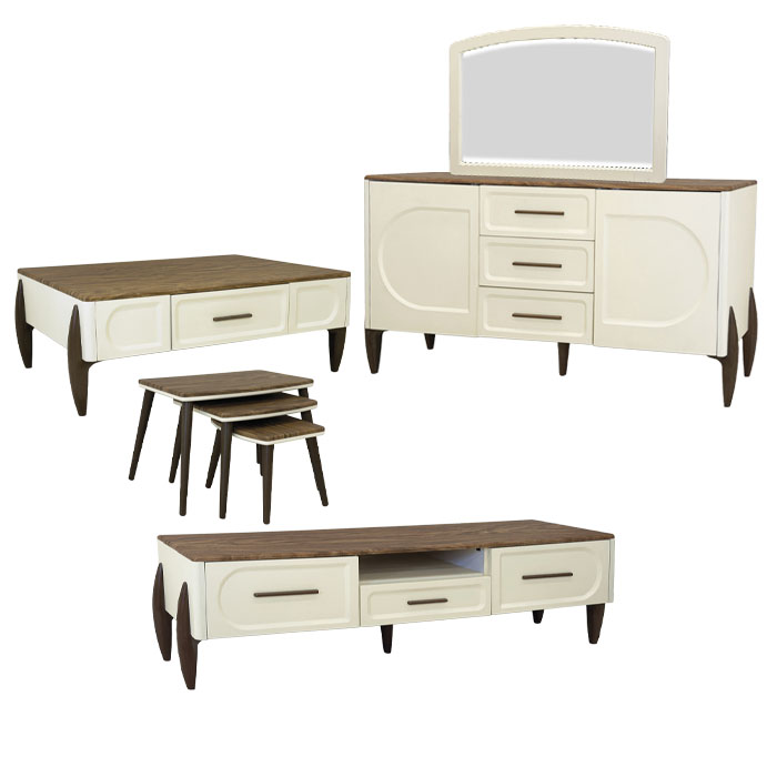 SET2148 ست میز جلومبلی و عسلی CT2148،آینه کنسول MC5148 و میز تلویزیون TT7148